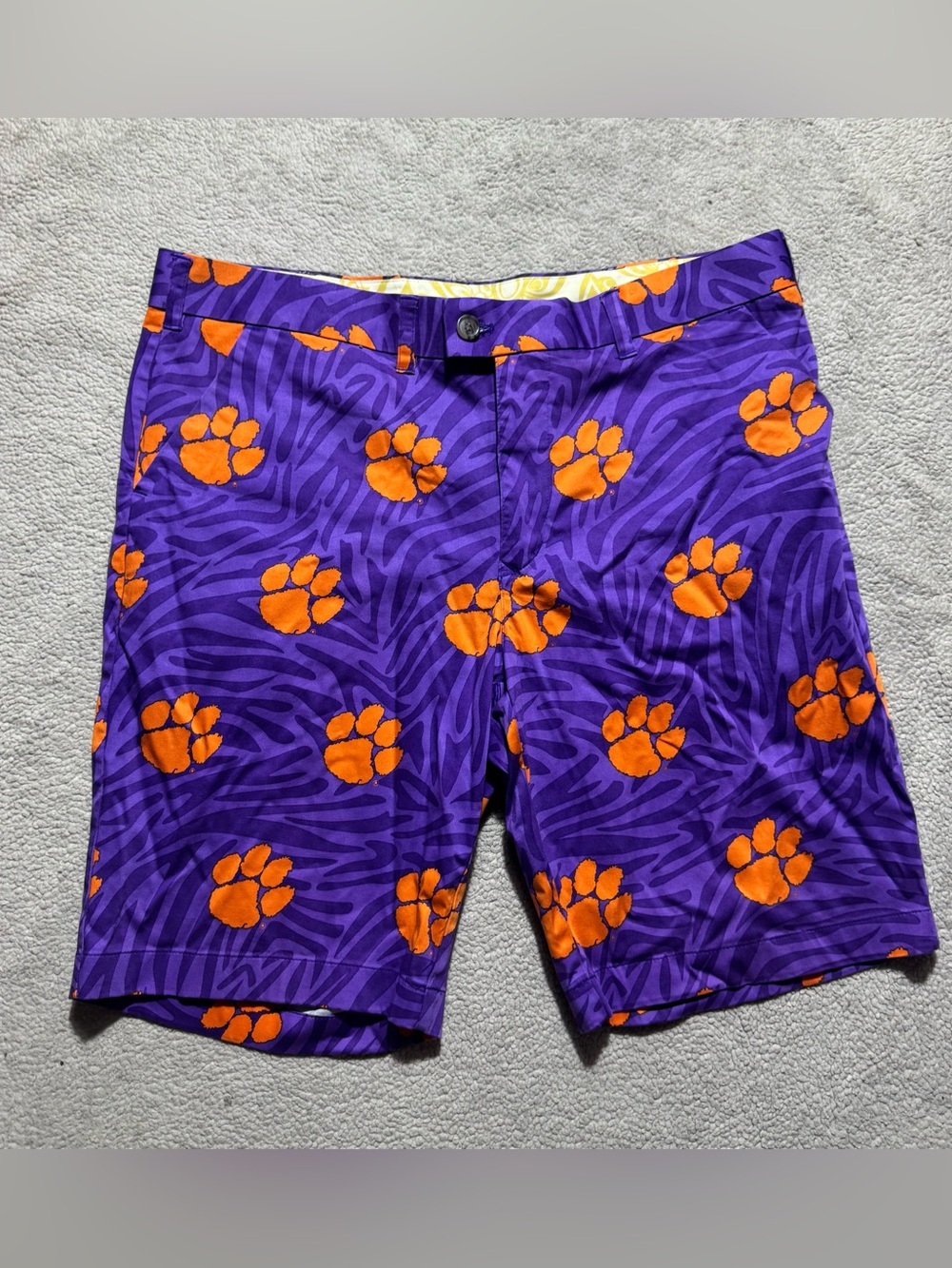Loudmouth Shorts Mens 38 Purple Orange Clemson Tigers Print Golf Sports 38x11